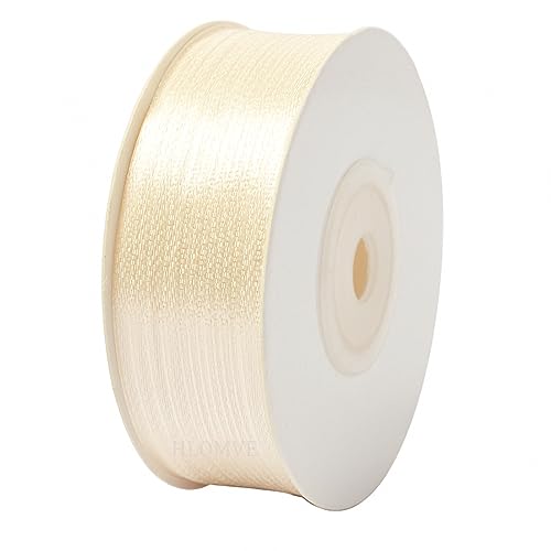 HLOMVE Beige Ribbon 1/8 Inch x 100 Yards, Ivory Satin Fabric Ribbons for Gift Wrapping, Crafting, Scrapbooks, Floral Bouquets,Hair Bows, Gift Tags, Wedding Invitations and Baby Shower Decorations - Image 1