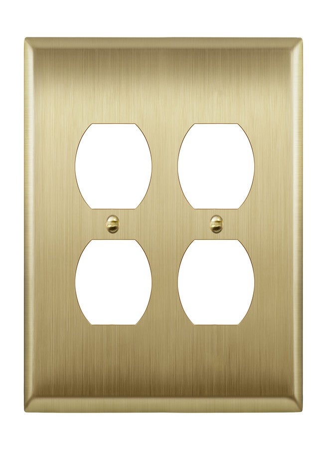 ليدير لوحة حائط معدنية مزدوجة لمقبس LIDER، غطاء مخرج من الفولاذ المقاوم للصدأ، مقاوم للتآكل، متوسط الحجم ثنائي الفتحات 4.88 بوصة × 4.92 بوصة، فولاذ مقاوم للصدأ 201، LMWP-22M-BB، نحاس مصقول - Image 1