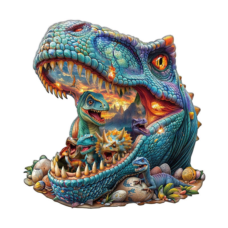 AEEKDOOK Wooden Puzzles for Adults Fantasy Dinosaur Wooden Puzzle Unique Animal Shapes Wooden Jigsaw Puzzles for Adults Valentine Gifts for Wood Puzzle Lovers Family 114 11in 200 Pieces - Image 3