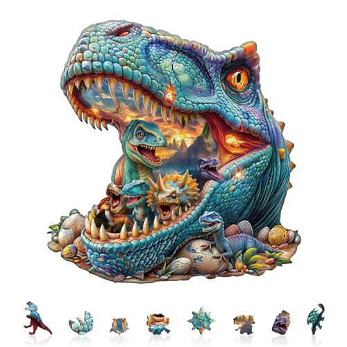 AEEKDOOK Wooden Puzzles for Adults Fantasy Dinosaur Wooden Puzzle Unique Animal Shapes Wooden Jigsaw Puzzles for Adults Valentine Gifts for Wood Puzzle Lovers Family 114 11in 200 Pieces - Image 5