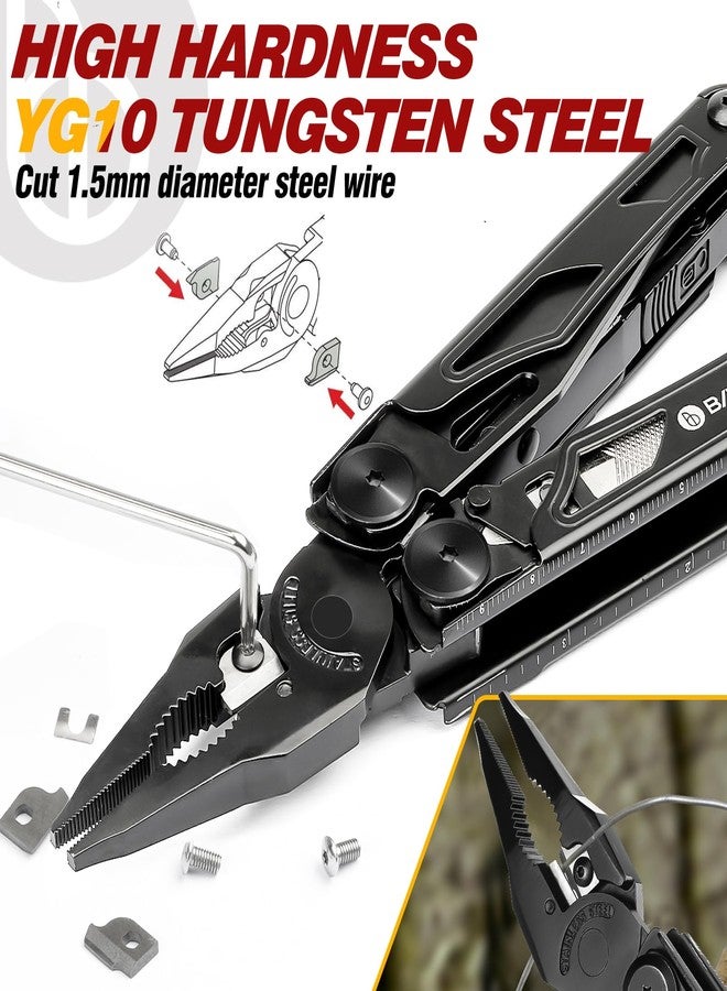 بيبوري كماشة متعددة الاستخدامات من بيبوري، طراز BI2045AB، مصنوعة من الفولاذ المقاوم للصدأ وقابلة للطي، مع مقص ومفك براغي مطورين، وأدوات متعددة الاستخدامات مع قواطع أسلاك ومنشار قابلين للاستبدال، مثالية للتخييم وصيد الأسماك والبقاء على قيد الحياة. - Image 3