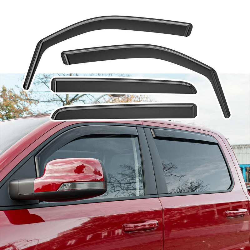 Xipoo Side Window Visor Deflector Compatible with 20192025 Dodge Ram 1500 Crew Cab Visor Trim Cover Side Window Deflector Replacement for 20192024 2025 Dodge Ram 1500 Accessories