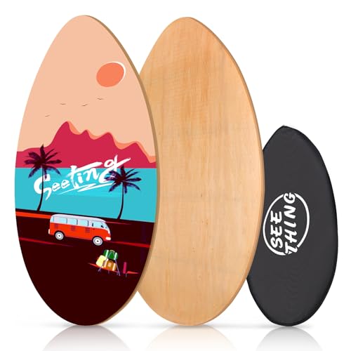 seething 35 Inch Skimboard with High Gloss Coat Wood Skim Board for BeginnersKids Teenagers Adults and All SkimmingHoliday - Image 1