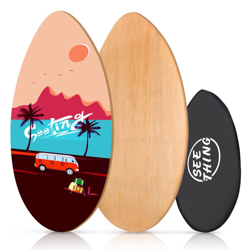 seething 35 Inch Skimboard with High Gloss Coat Wood Skim Board for BeginnersKids Teenagers Adults and All SkimmingHoliday - Image 2