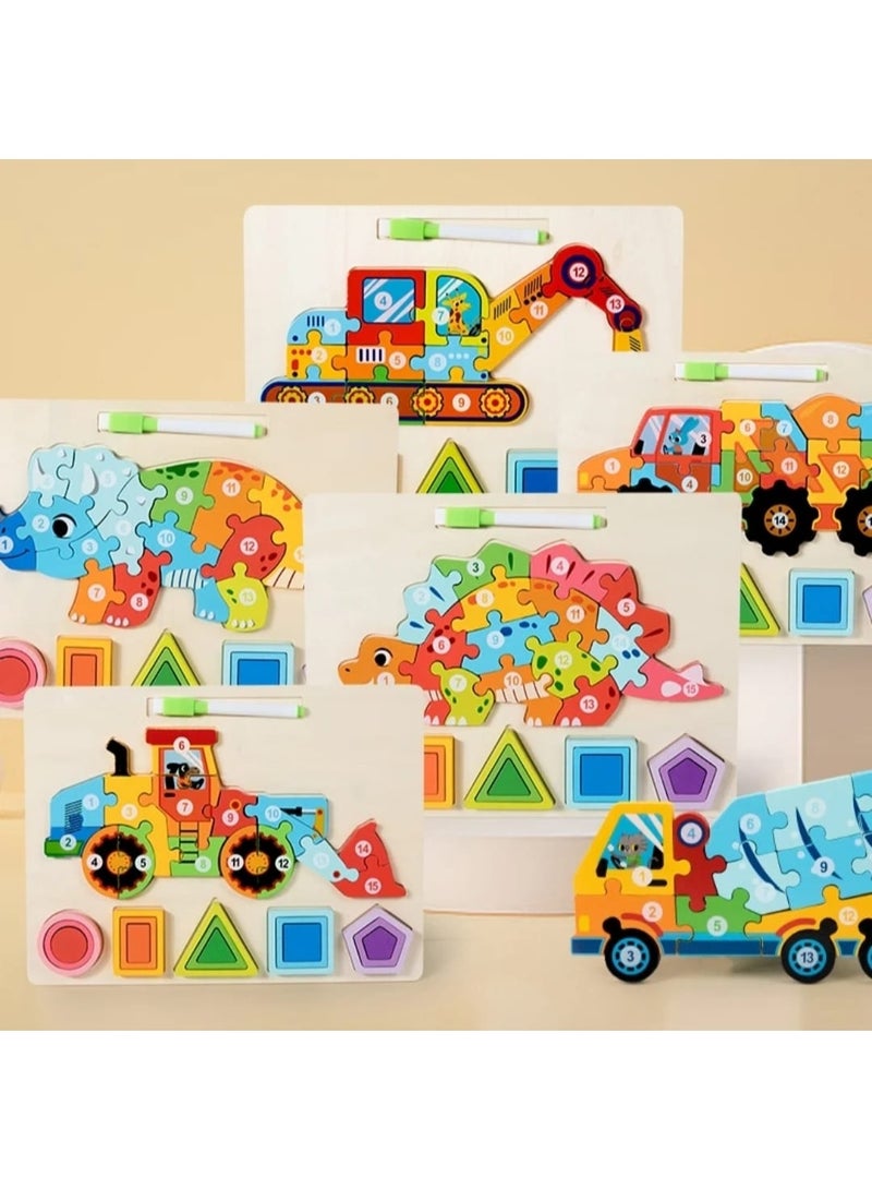 i diD 3D Puzzles Learning Game Educational Drawing Board Toy Kids Montessori Geometric Shape Matching Wooden Toys - Image 5