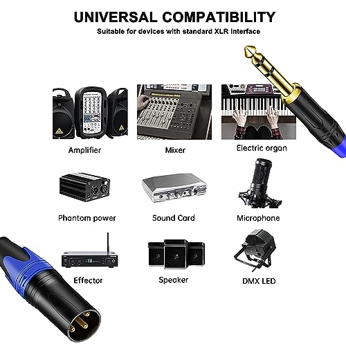 Seefeful (1PACK-11.8inch) Dual 6.35mm 1/4 Inch to XLR Microphone Cable, 6.35mm Male to XLR Audio Y Splitter Patch Cord, 3-Pin to Dual 1/4'' TRS Male Converter Adapter Cable - Image 3