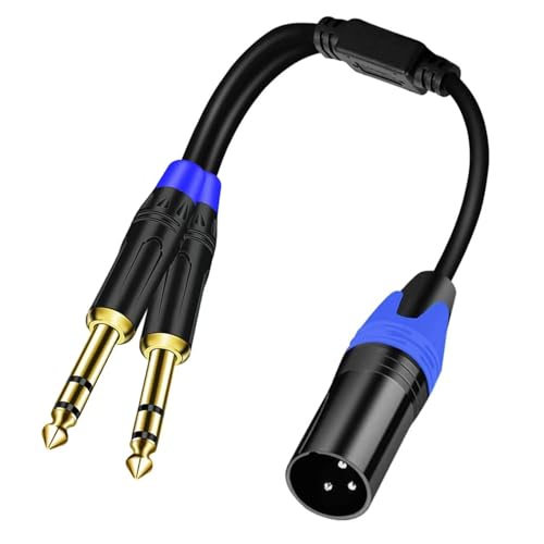Seefeful (1PACK-11.8inch) Dual 6.35mm 1/4 Inch to XLR Microphone Cable, 6.35mm Male to XLR Audio Y Splitter Patch Cord, 3-Pin to Dual 1/4'' TRS Male Converter Adapter Cable - Image 1