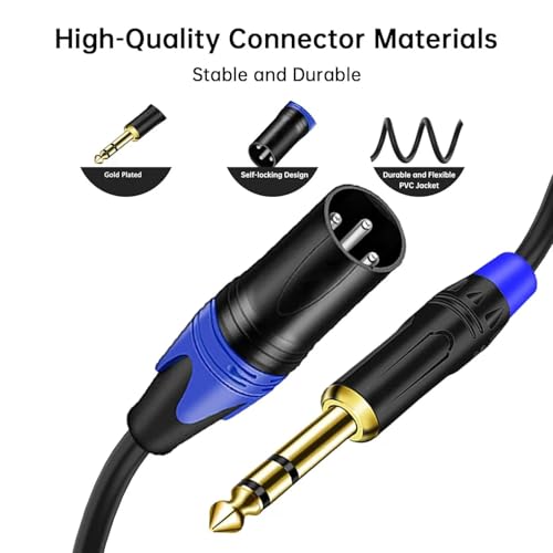 Seefeful (1PACK-11.8inch) Dual 6.35mm 1/4 Inch to XLR Microphone Cable, 6.35mm Male to XLR Audio Y Splitter Patch Cord, 3-Pin to Dual 1/4'' TRS Male Converter Adapter Cable - Image 5
