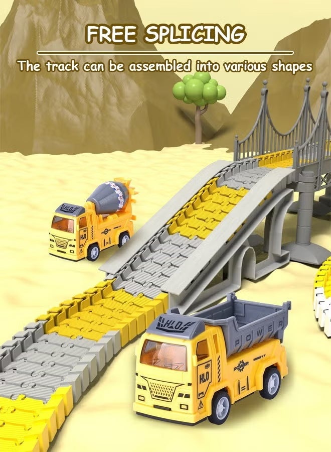 Jamal Construction Toys Set – 324 PCS Building Blocks + 5 PCS Construction Cars with Flexible Tracks, Engineering Road Playset, STEM Gift for Boys & Girls Ages 3-6, Best Educational Toys - Image 4