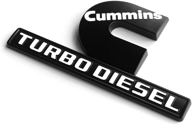 Yoaoo 2X OEM Black Cummins Turbo Emblem Replacement for 2500 3500 Fender Emblem Matte White 6.2" by 3.4" inches - Image 3