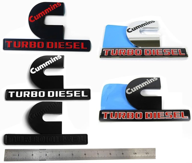 Yoaoo 2X OEM Black Cummins Turbo Emblem Replacement for 2500 3500 Fender Emblem Matte White 6.2" by 3.4" inches - Image 5