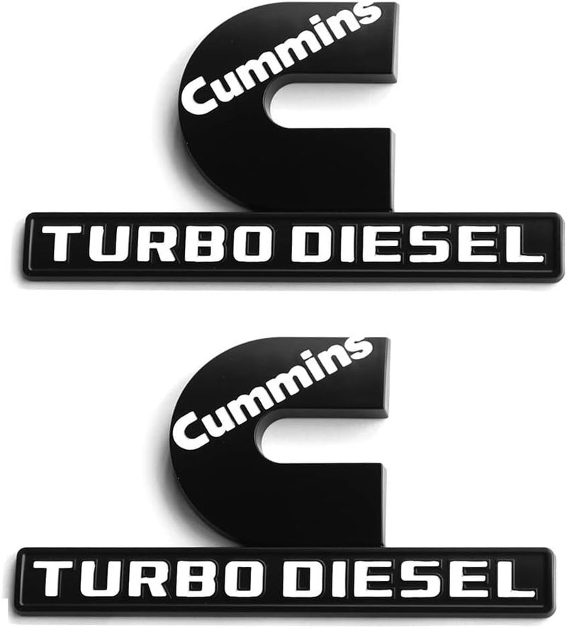 Yoaoo 2X OEM Black Cummins Turbo Emblem Replacement for 2500 3500 Fender Emblem Matte White 6.2" by 3.4" inches - Image 1