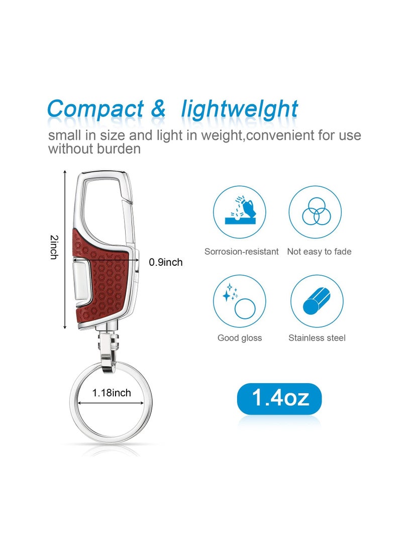 Excefore 4 Pieces Key Chain, Quality Heavy Car Stainless Steel Key Holder with Key Ring for Men and Women, Black and Brown - Image 5