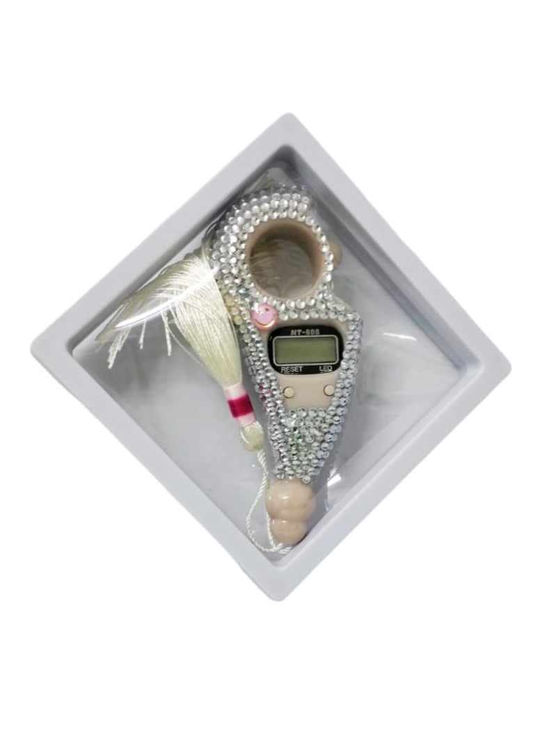 Diamond sparkling  Digital Tasbih Talley Counter White  - Image 1