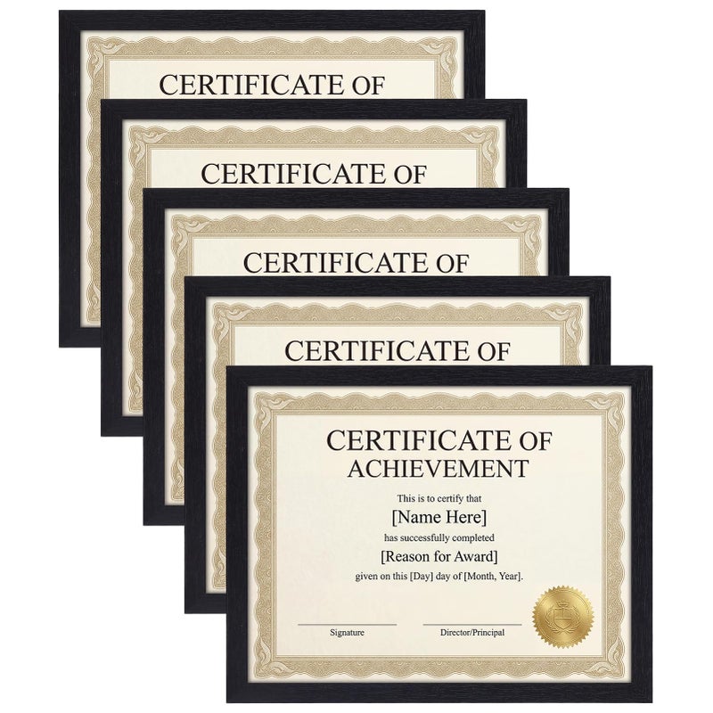 MEBRUDY 8.5 x 11 Picture Frame Set of 5, Black 8.5 by 11 Photo Frames Used for Certificate, Diploma, Document, Degree, Award, Wall Hanging or Tabletop Display - Image 1