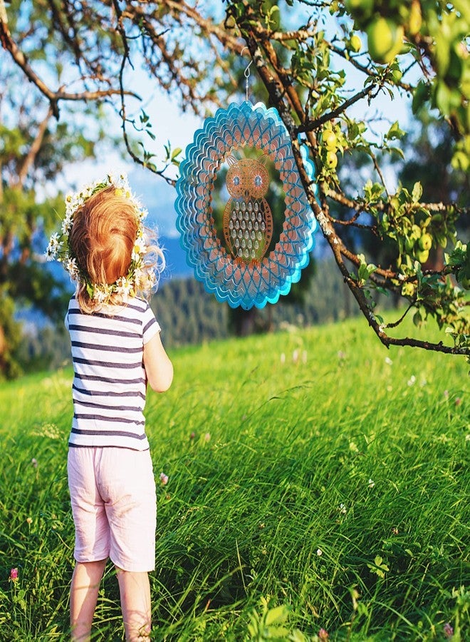 FONMY Owl Metal Sun Catcher Wind Spinner Stainless Steel w/Crystal Beads Rust Resistant Decoration for Indoor Outdoor Quality Home Ornament Multi Color Sun Catcher Wind Spinner-12inch - Image 5