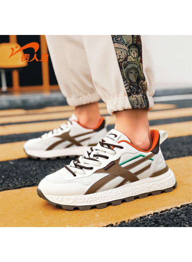 Guess Men's Retro Running Shoes Casual Shoes Thick-soled Shock-absorbing Mesh Sports Dad Shoes Beige/deer Brown Size 44