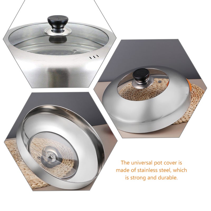 Stainless Steel Pan Lid Round Pot Lid Steam Pot Lid Stainless Steel Universal Lid Frying Pan Cover - Image 5