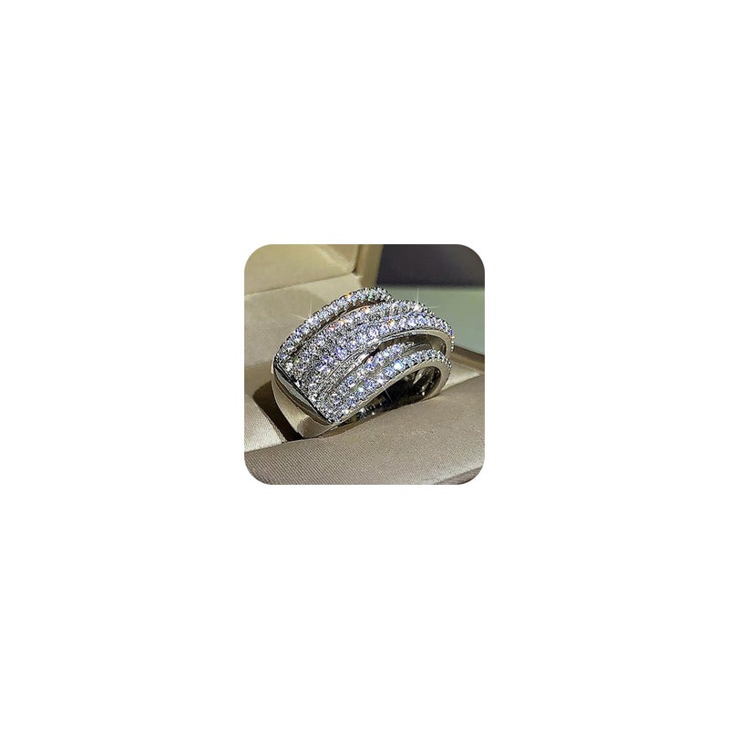RKKOJJO 925 Sterling Silver Cubic Zirconia Ring Diamond Ring Engagement Ring Wedding Band Rings for Women - Image 1