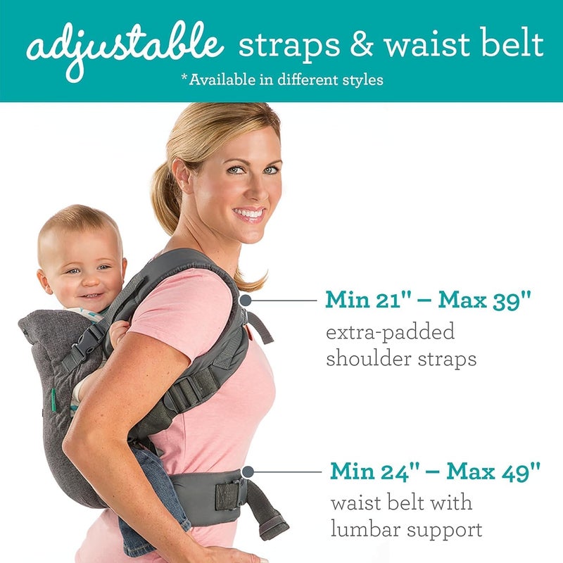 4-in-1 Convertible Baby Carrier – Ergonomic, Adjustable Babywearing Carrier for Newborns to Toddlers, Gray - Image 3