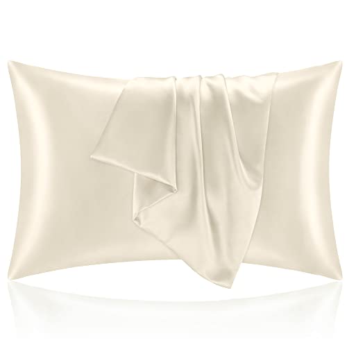 BEDELITE Satin Pillowcase for Hair and Skin, Super Soft and Cooling Similar to Silk Pillow Cases 2 Pack with Envelope Closure, Gift for Women Men(20"x36" King Size, Beige) - Image 1