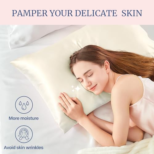 BEDELITE Satin Pillowcase for Hair and Skin, Super Soft and Cooling Similar to Silk Pillow Cases 2 Pack with Envelope Closure, Gift for Women Men(20"x36" King Size, Beige) - Image 3