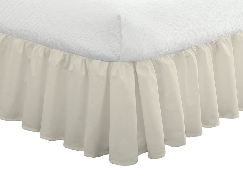 FRESH IDEAS Bedding Ruffled Bedskirt Classic 14 drop length Gathered Styling Queen Ivory FRE30114IVOR03