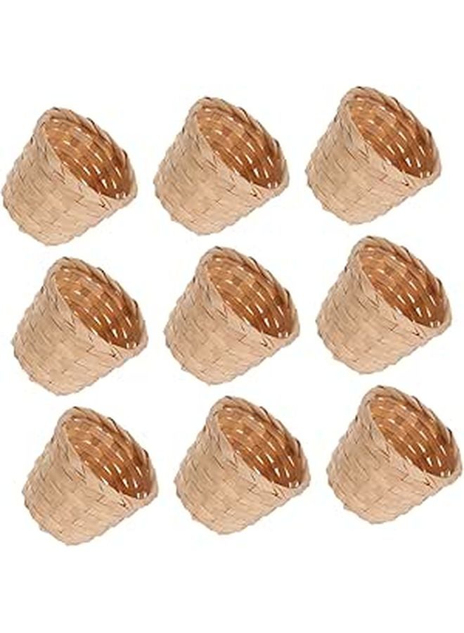 Mini Bamboo Storage Basket Vintage Home Picnic Container Khaki 7 5X7 5X6CM - Image 1
