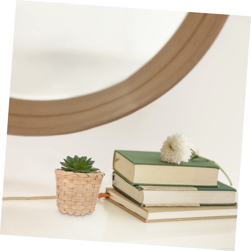Mini Bamboo Storage Basket Vintage Home Picnic Container Khaki 7 5X7 5X6CM - Image 3