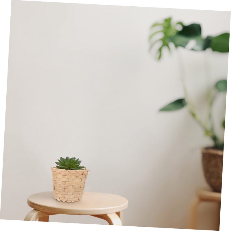 Mini Bamboo Storage Basket Vintage Home Picnic Container Khaki 7 5X7 5X6CM - Image 4