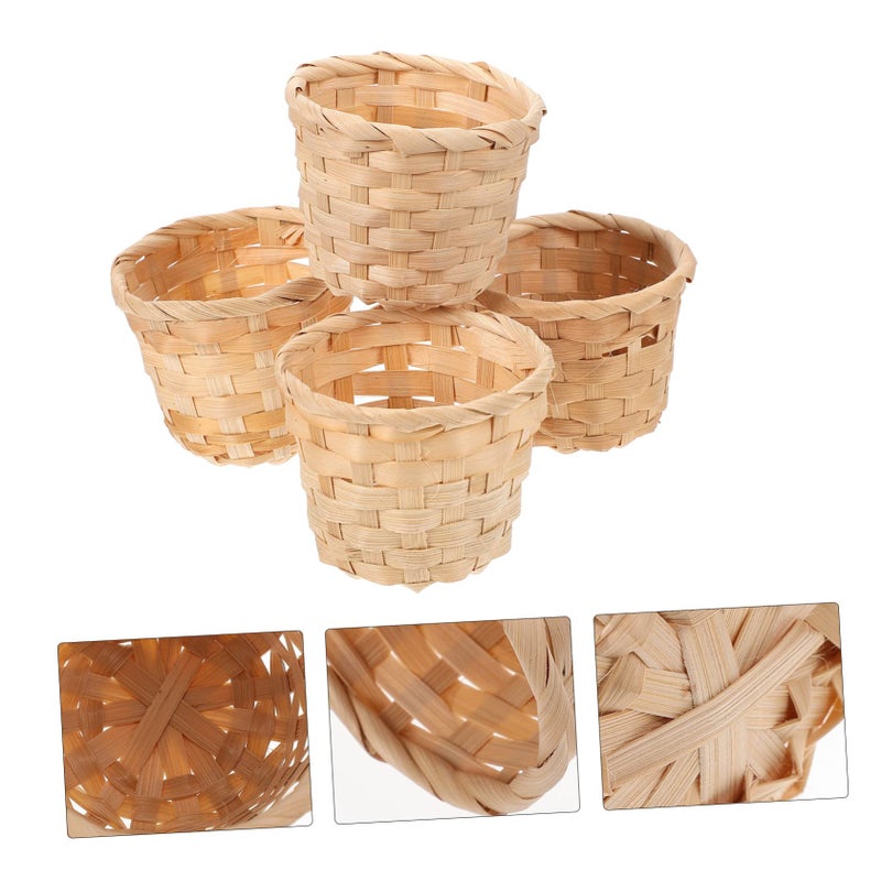 Mini Bamboo Storage Basket Vintage Home Picnic Container Khaki 7 5X7 5X6CM - Image 5