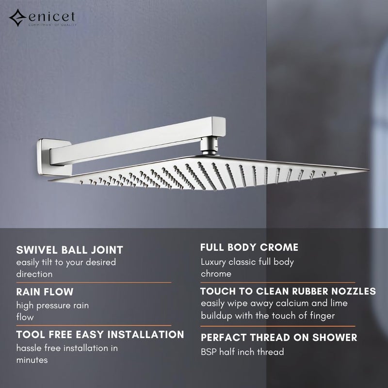 Enicet Brass High Diverter Set With 8 Inch Shower Hand Shower Chrome Finish High Flow Diverter Set For Bathroom Bathroom Shower Set Shower System Hot And Cold Water Mixer Tap TE134SPH8 - Image 4