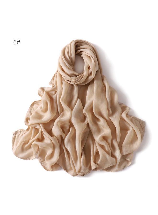 وشاح جديد عريض الحواف رقيق من مودال أحادي اللون رايون قابل للتنفس من قطن كتان بلون صلب طرحة - Image 5