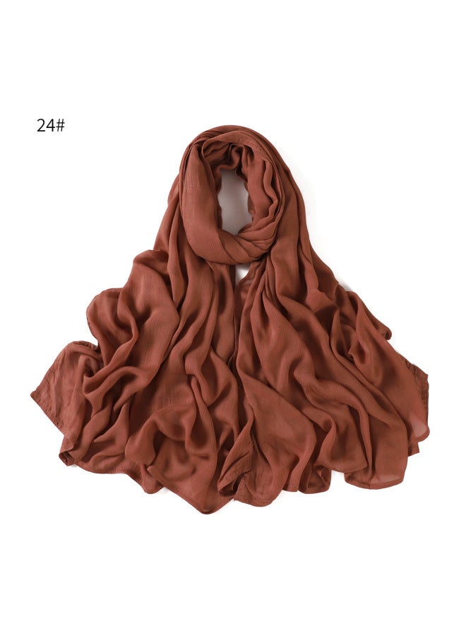 وشاح جديد عريض الحواف رقيق من مودال أحادي اللون رايون قابل للتنفس من قطن كتان بلون صلب طرحة - Image 1