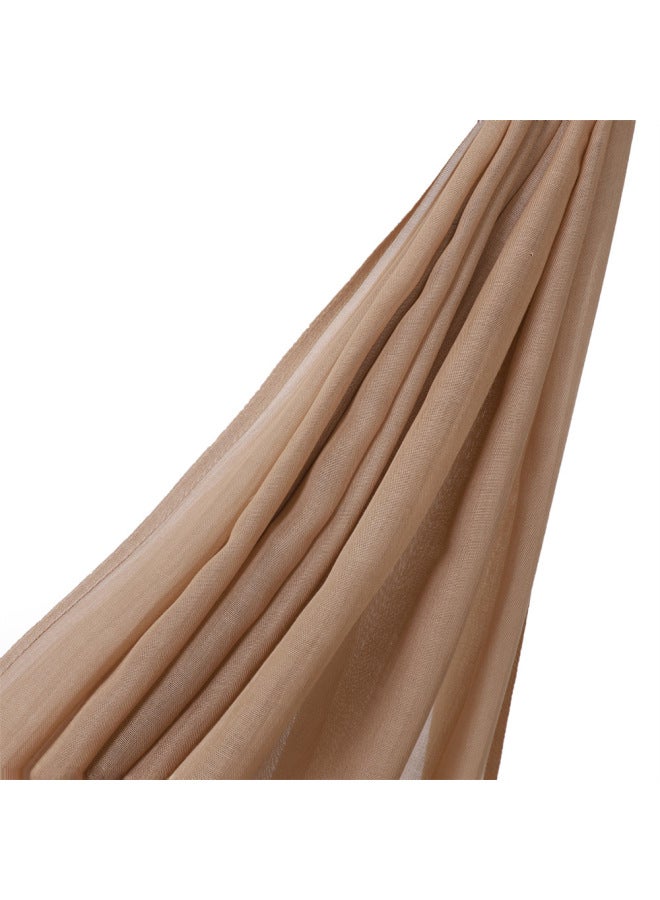 وشاح جديد عريض الحواف رقيق من مودال أحادي اللون رايون قابل للتنفس من قطن كتان بلون صلب طرحة - Image 4