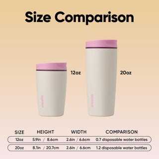 SmoothSip Slider Insulated Stainless Steel Coffee Tumbler, Reusable Iced Coffee Cup, Hot Coffee Travel Mug, BPA Free 12 oz, Pink/Tan (Daybreak) - view 5