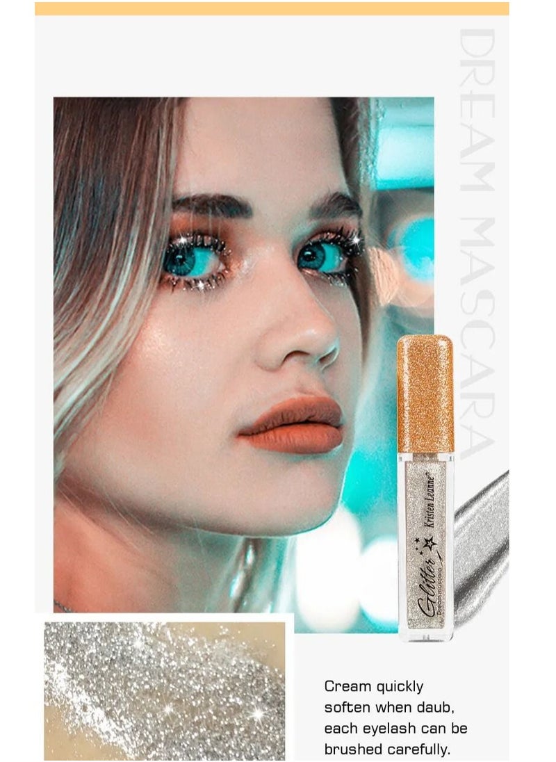 ماسكارا لامعة، ماسكارا بيضاء مقاومة للماء للرموش، ماسكارا Luxsea Sparkle Diamond ملونة ساحرة تدوم طويلاً، رموش لامعة، مقاومة للتلطخ، أداة مكياج عيون لامعة للنساء
