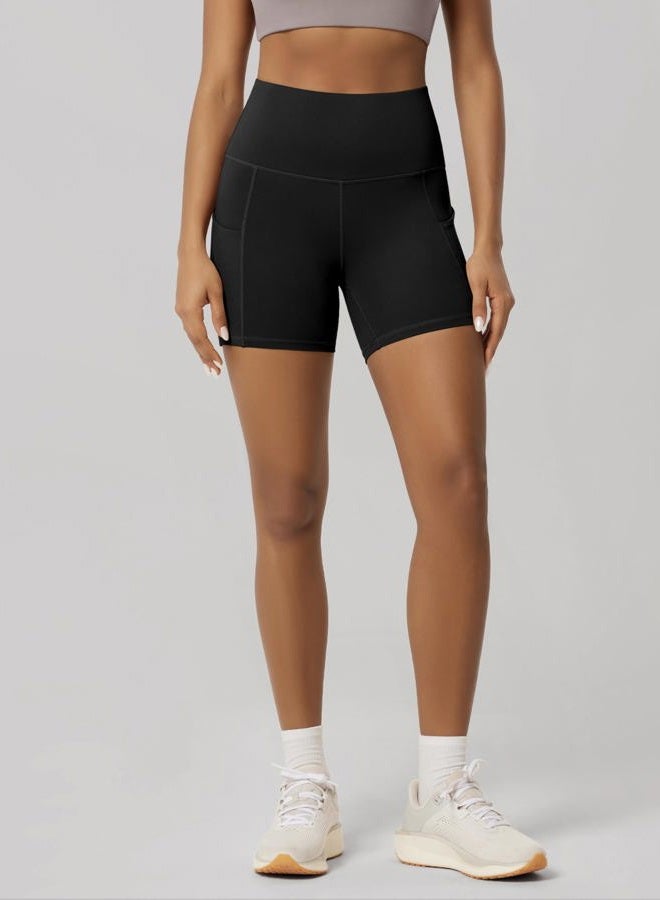 ODODOS Women's Cross Waist Yoga Leggings, Workout Running Gym Leggings, Black2, L - Image 2