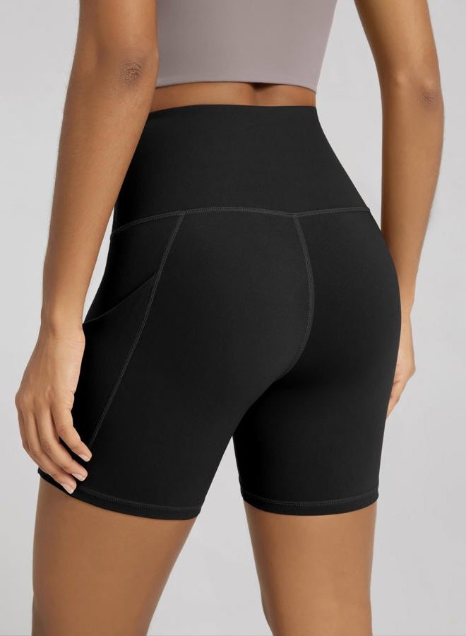 ODODOS Women's Cross Waist Yoga Leggings, Workout Running Gym Leggings, Black2, L - Image 3