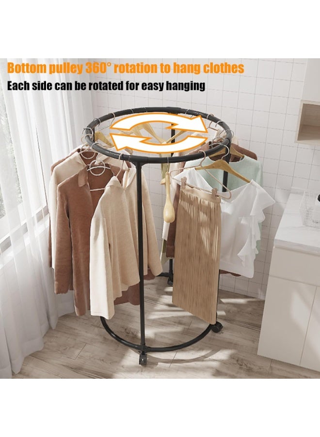 فورثكان رف ملابس، منظم ملابس دائري بعجلات، حامل خزانة لتعليق الملابس، شماعة ملابس موفرة للمساحة الصغيرة - Image 2