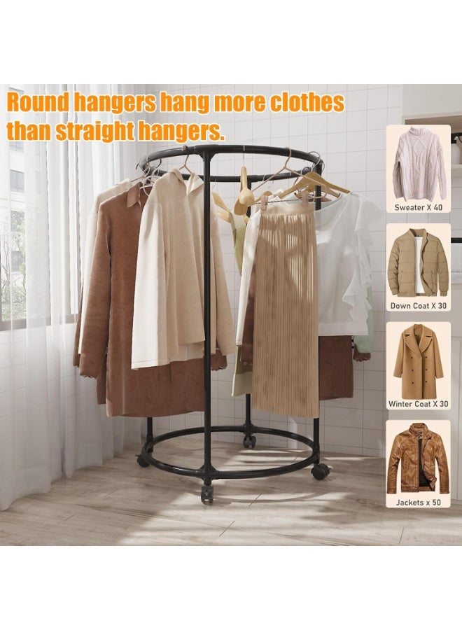 فورثكان رف ملابس، منظم ملابس دائري بعجلات، حامل خزانة لتعليق الملابس، شماعة ملابس موفرة للمساحة الصغيرة - Image 5