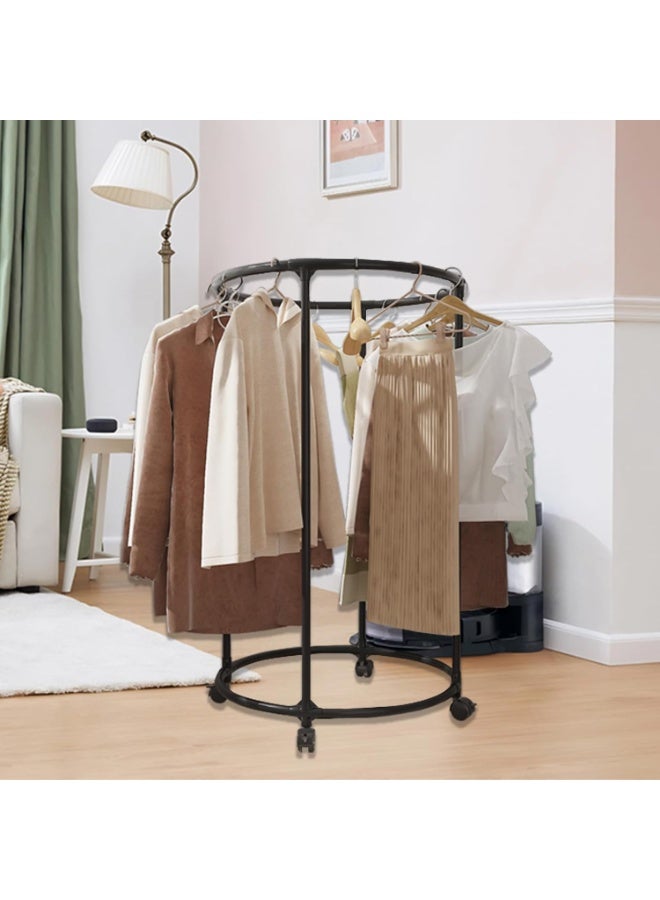 فورثكان رف ملابس، منظم ملابس دائري بعجلات، حامل خزانة لتعليق الملابس، شماعة ملابس موفرة للمساحة الصغيرة - Image 3