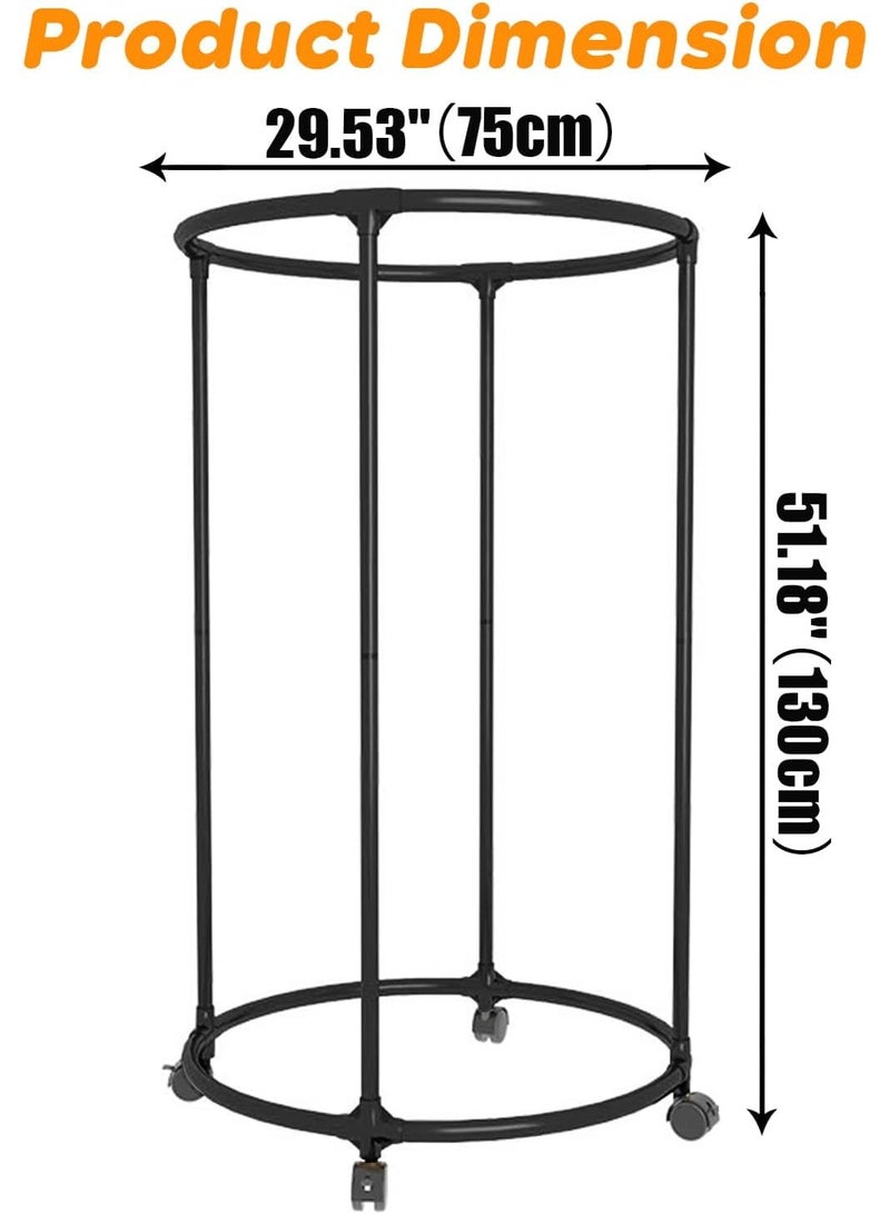 فورثكان رف ملابس، منظم ملابس دائري بعجلات، حامل خزانة لتعليق الملابس، شماعة ملابس موفرة للمساحة الصغيرة - Image 4