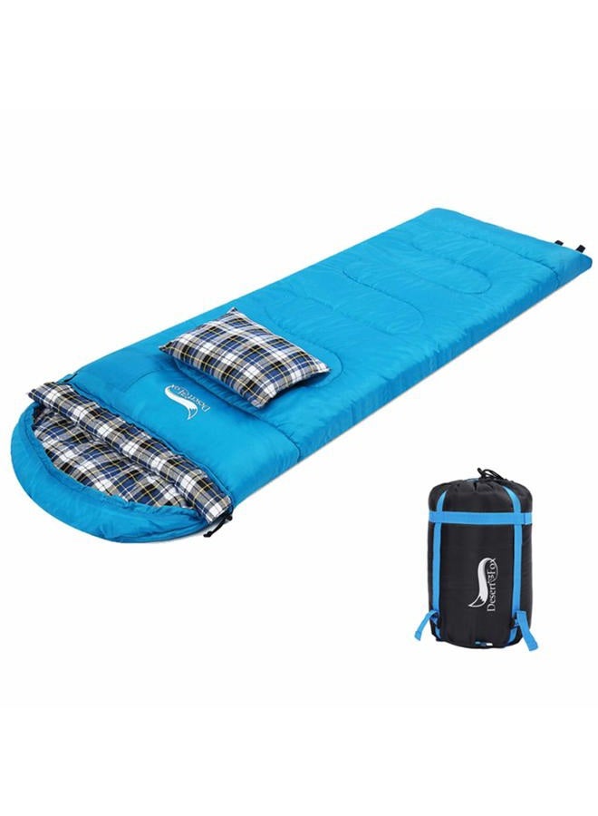DESERT & FOX Cotton Flannel Sleeping Bags Attach Pillow, 4 Season Warm & Cold Weather Envelope Compression Sack, Lightweight & Portable Sleeping Bag for Outdoor Camping, Hiking, Traveling - Image 1
