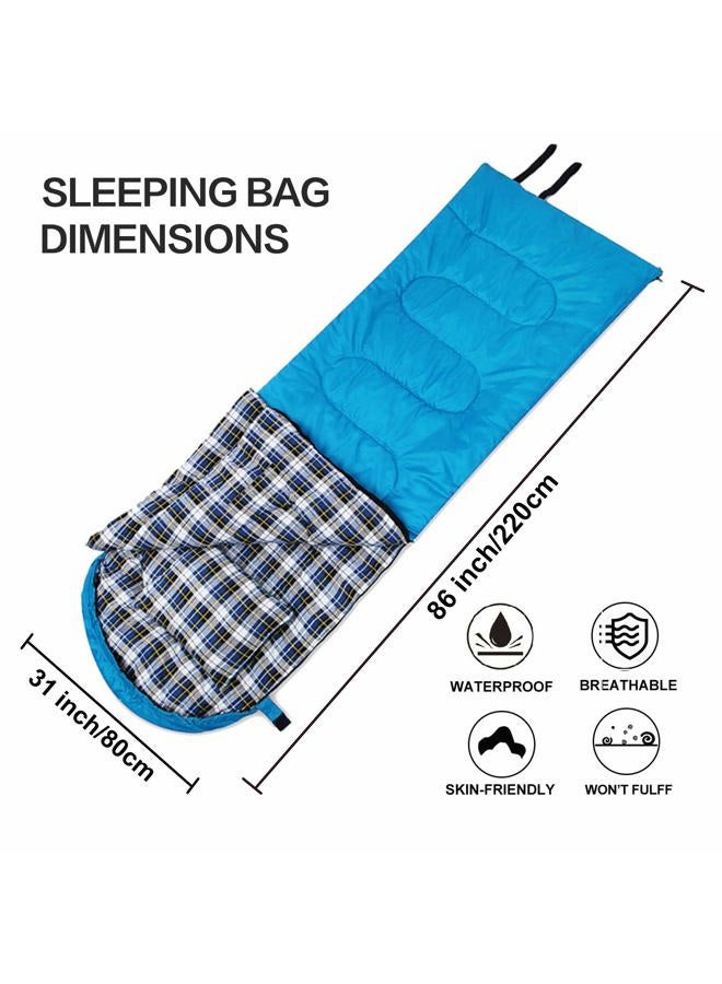 DESERT & FOX Cotton Flannel Sleeping Bags Attach Pillow, 4 Season Warm & Cold Weather Envelope Compression Sack, Lightweight & Portable Sleeping Bag for Outdoor Camping, Hiking, Traveling - Image 2