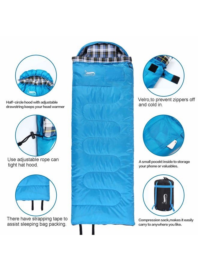DESERT & FOX Cotton Flannel Sleeping Bags Attach Pillow, 4 Season Warm & Cold Weather Envelope Compression Sack, Lightweight & Portable Sleeping Bag for Outdoor Camping, Hiking, Traveling - Image 3