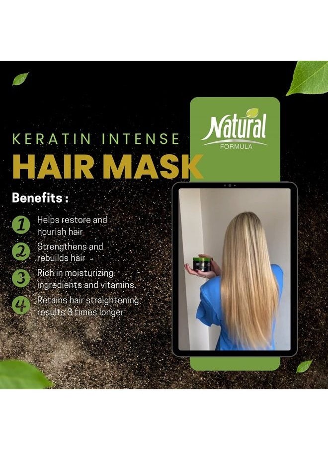 Natural Formula - Keratin Hair Mask - Intense Repair Keratin Mask, Hair Mask for Frizzy Hair - Keratin Enriched Hair Care, Hair Mask for Dry Damaged Hair, Advanced Hair Moisturizer & Hair Masks - 350ml - Image 1