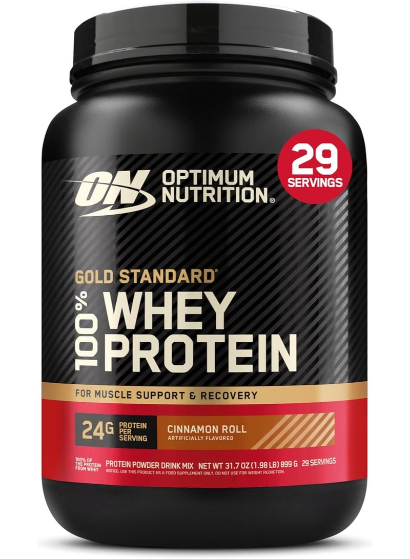 Optimum Nutrition Gold Standard 100% Whey Protein Powder, Cinnamon Roll Flavor, Muscle Recovery, High Protein, BCAA & Glutamine, No Gluten, 2 LB - Image 1