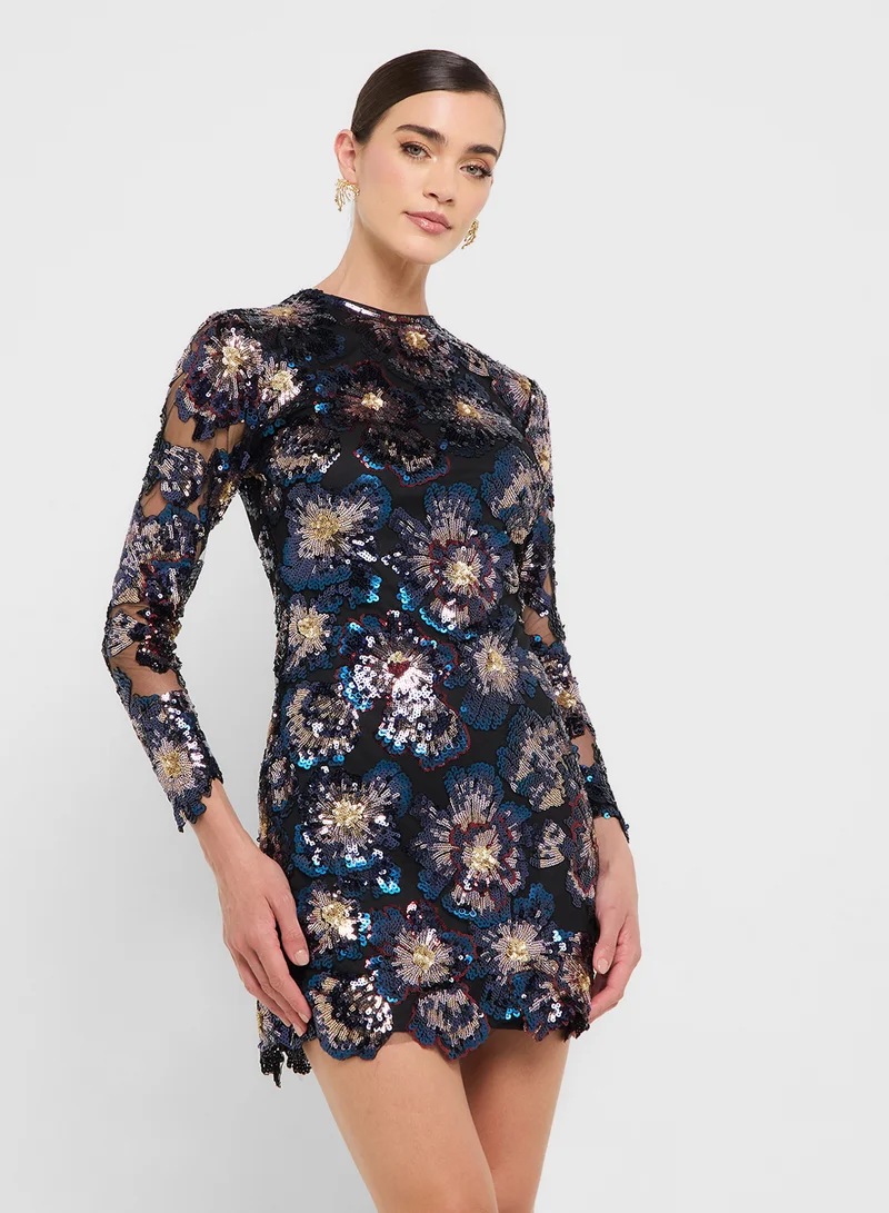 Ginger Boutique eclat luxe sequin flower embellished evening dress