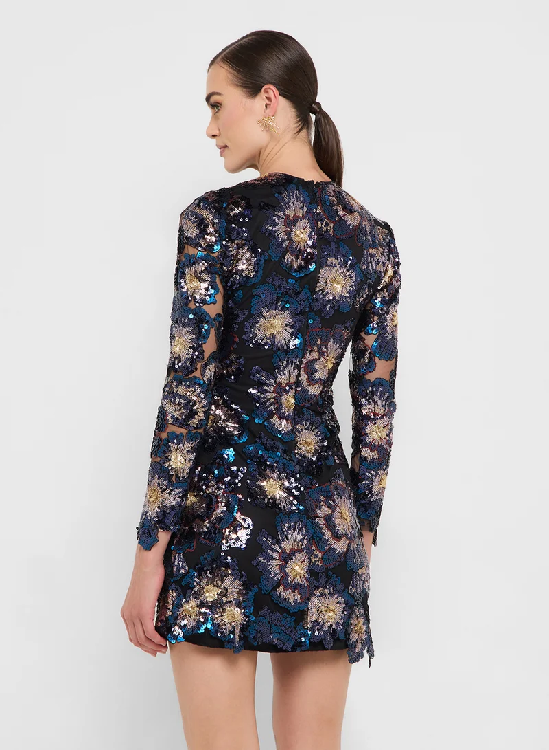 Ginger Boutique eclat luxe sequin flower embellished evening dress
